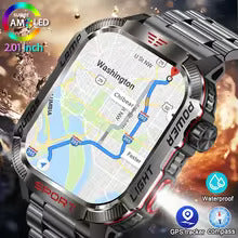 Military Smartwatch for Men 2.01” AMOLED – GPS, Compass, Bluetooth Calls, Waterproof, Compatible with Huawei/Xiaomi